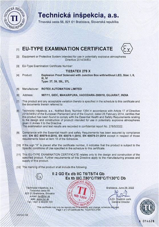 50Ax Atex Certificate