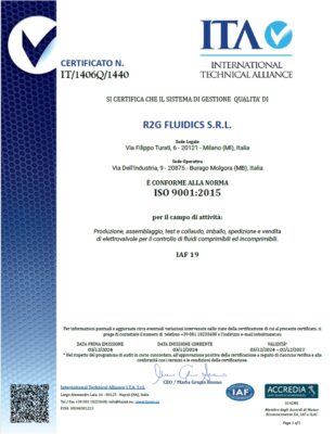 ISO9001 Certificate Certificato ISO9001